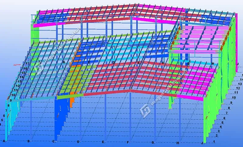 Atelier de structure métallique préfabriquée pour l'alimentation des crevettes